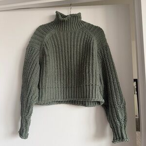 H&M Sage Green Knit Turtleneck Sweater
